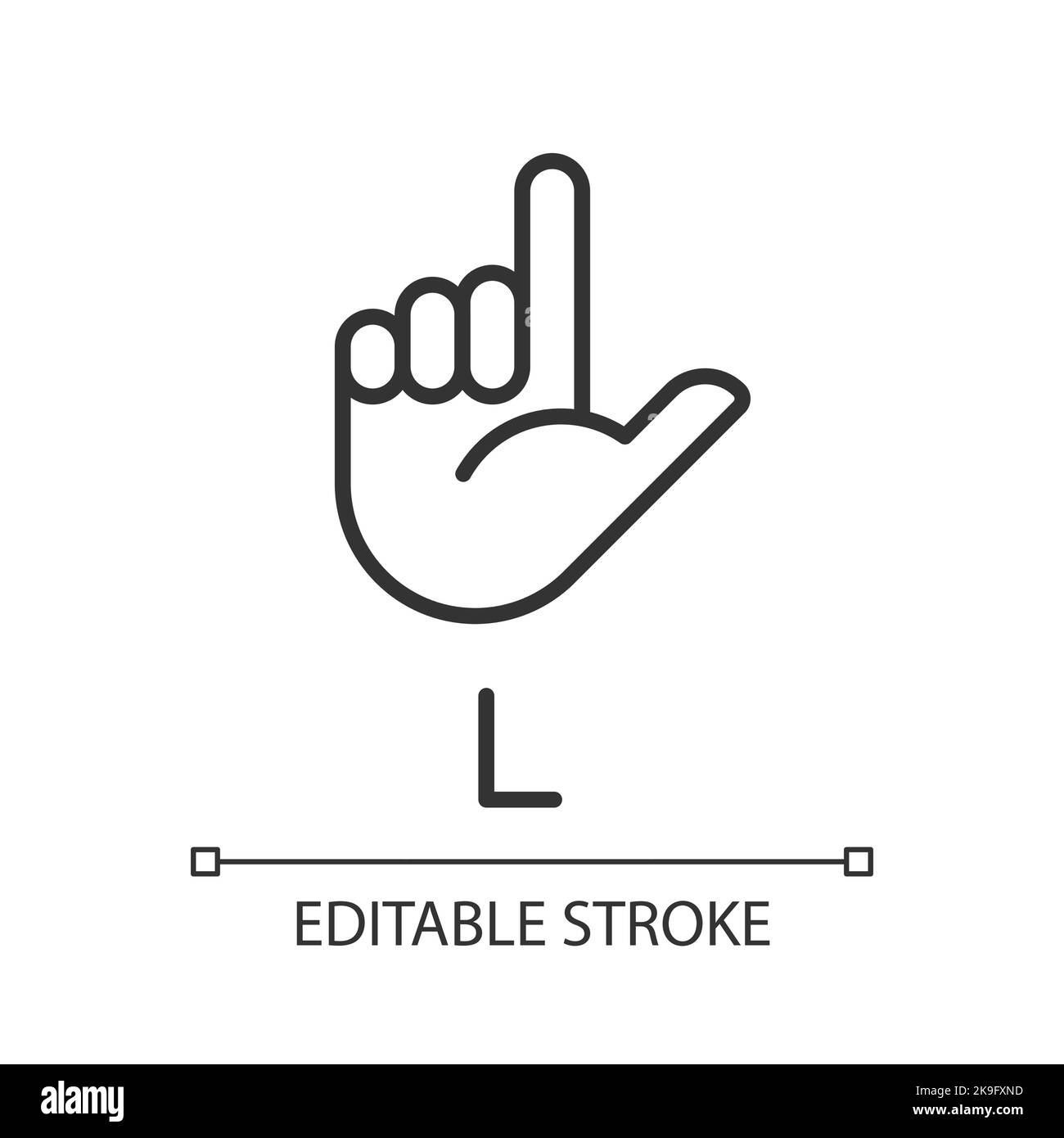 Lettre L en American Sign Language pixel Perfect Linear icône Illustration de Vecteur