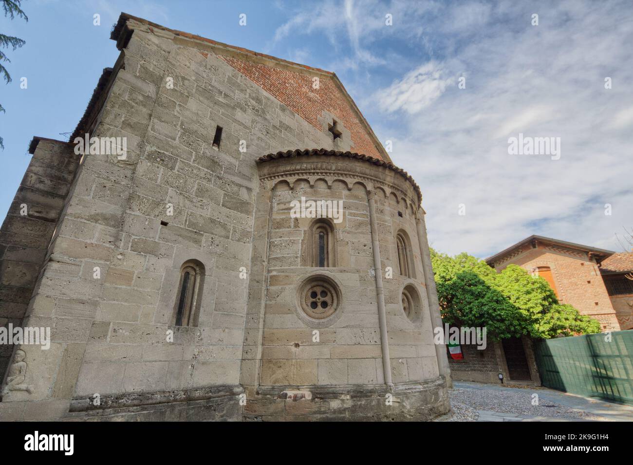 Abside - Église Saint-Columbanus - petit bijou de Lombard roman (12th c.) - Vapio d'Adda, Milan, Italie Banque D'Images