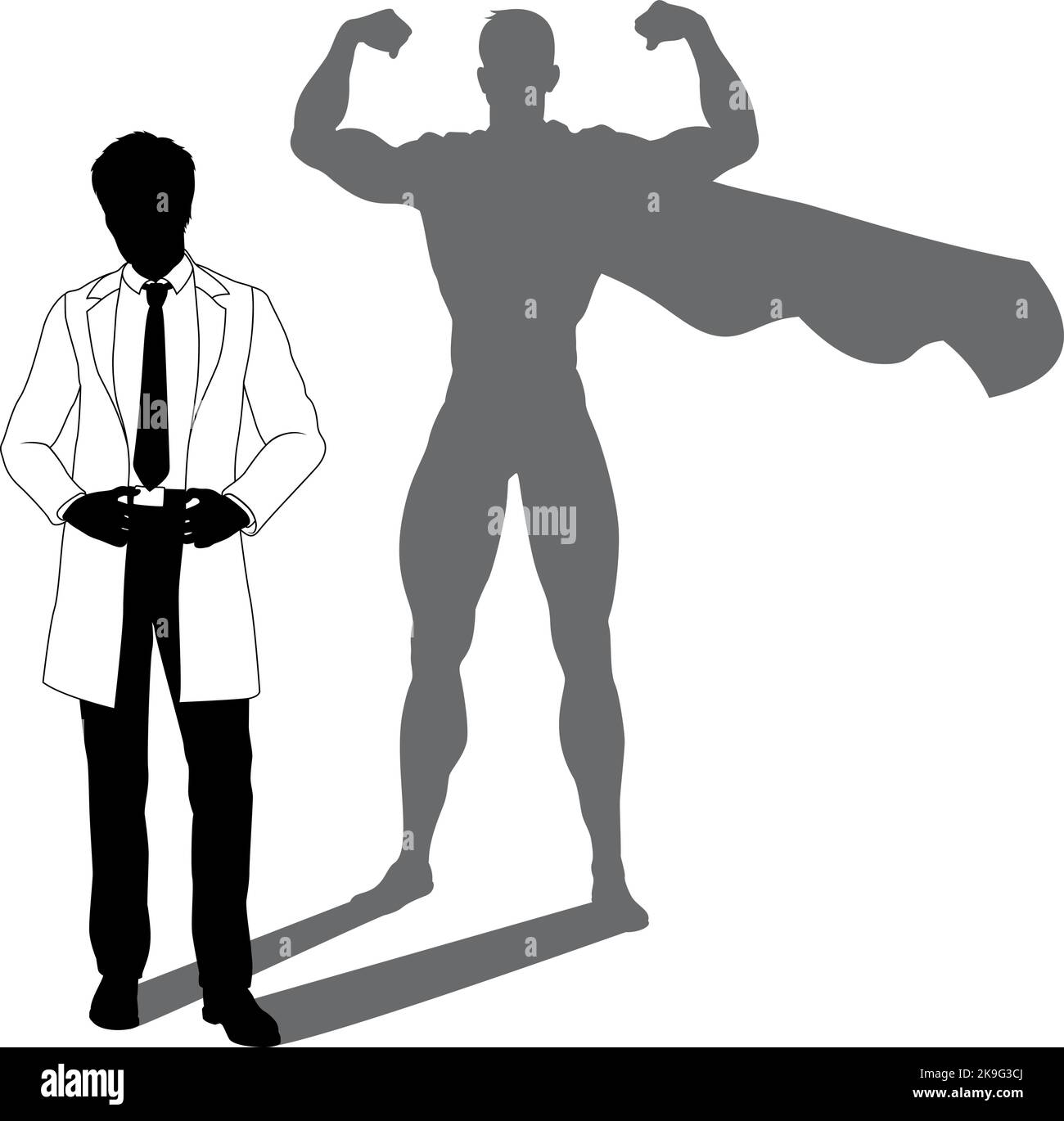 Super-héros Biologiste Super Hero Shadow Silhouette Illustration de Vecteur