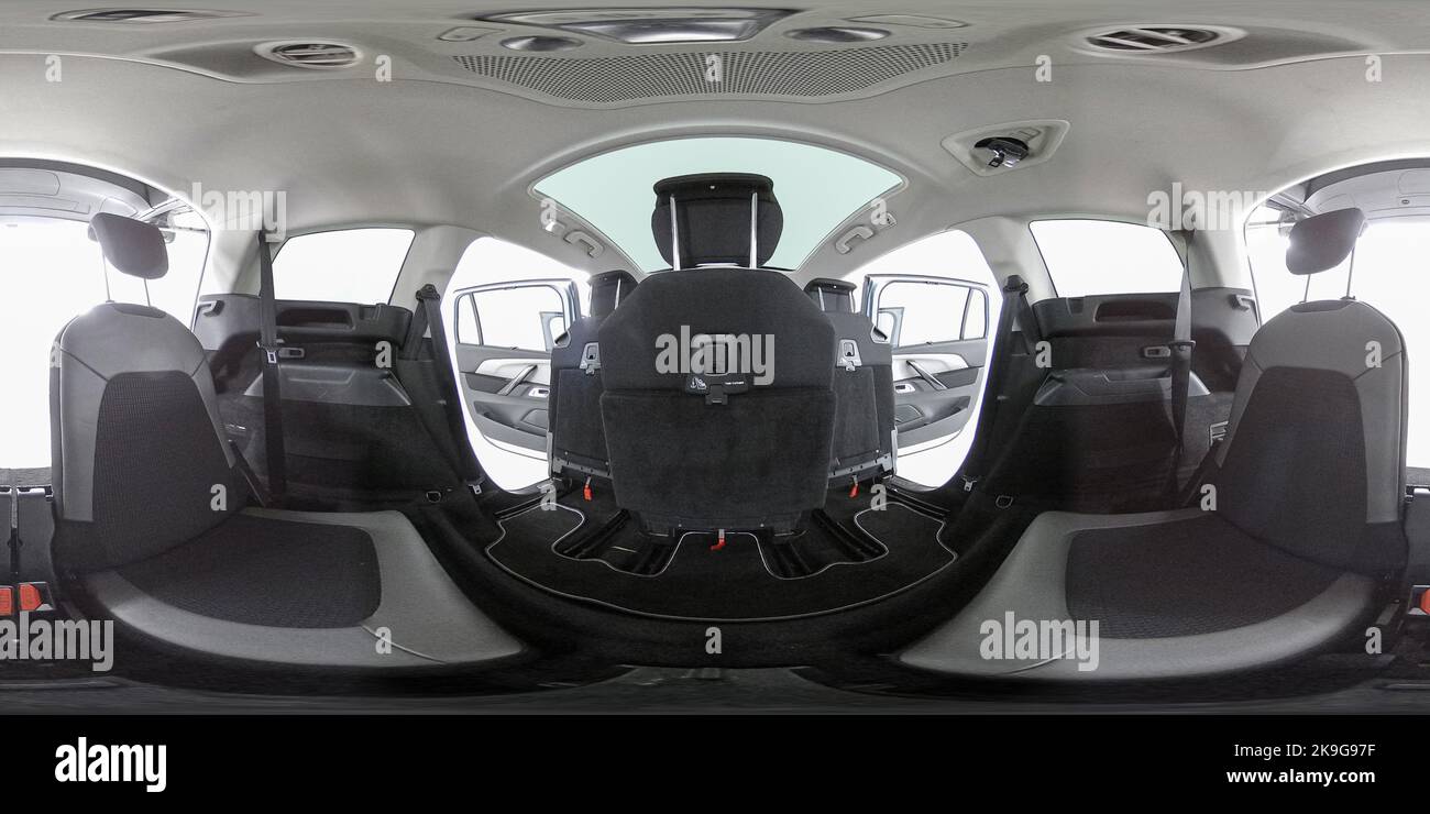 Citroën Grand Picasso C4 2013 voiture 360 photo intérieur cabine sièges intérieur personne à l'intérieur du cockpit Banque D'Images
