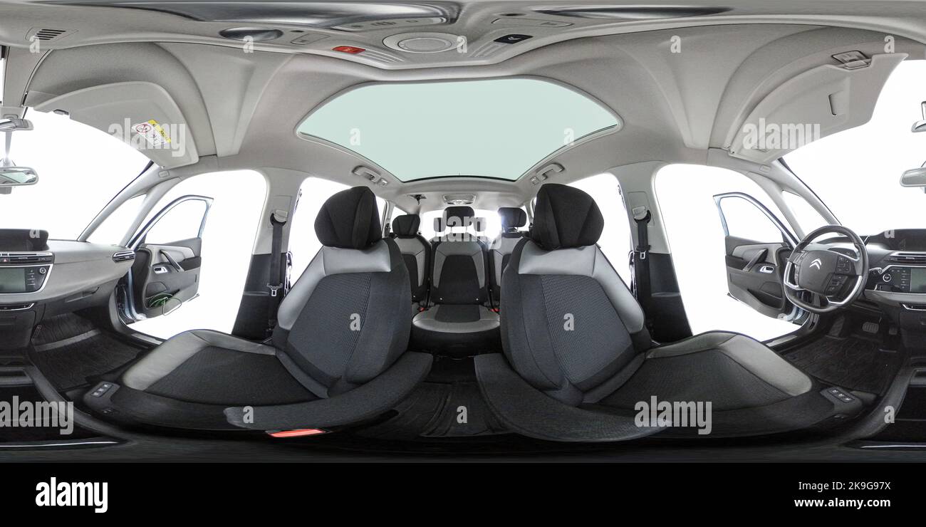 Citroën Grand Picasso C4 2013 voiture 360 photo intérieur cabine sièges intérieur personne à l'intérieur du cockpit Banque D'Images