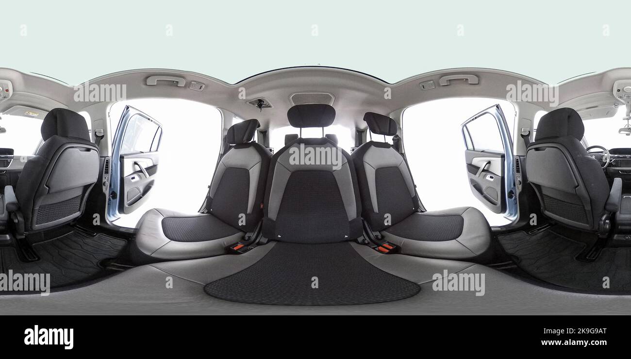 Citroën Grand Picasso C4 2013 voiture 360 photo intérieur cabine sièges intérieur personne à l'intérieur du cockpit Banque D'Images