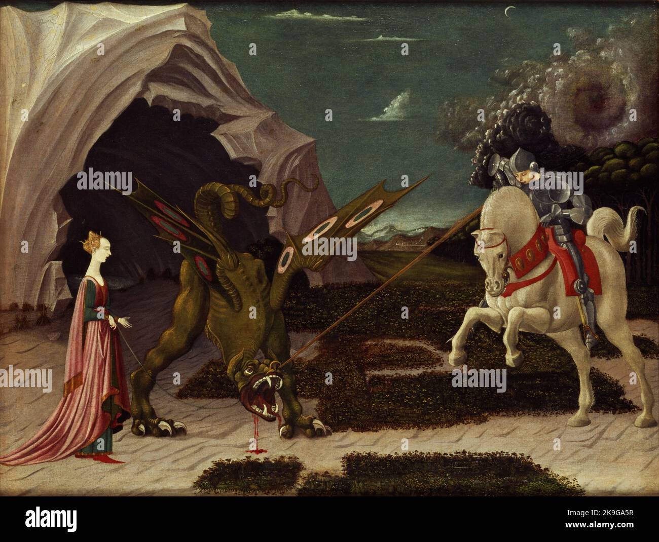 Paolo Uccello. Saint George et le Dragon. Huile sur toile, c. 1450. 57 x 73 cm. La National Gallery, Londres Banque D'Images