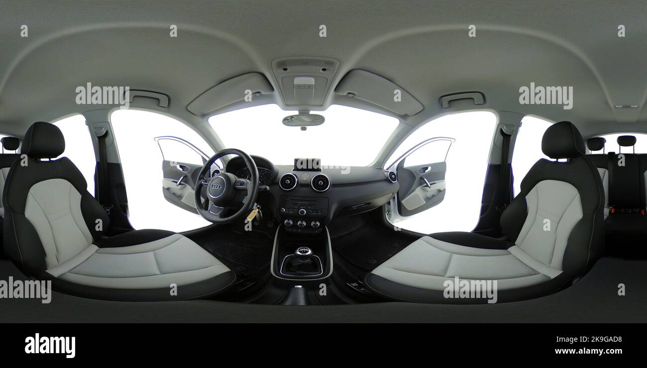 Audi A1 Sportback 2012 1,6 TDI voiture vue extérieure vue intérieure vue latérale avant vue latérale arrière intérieur cockpit intérieur personne Banque D'Images