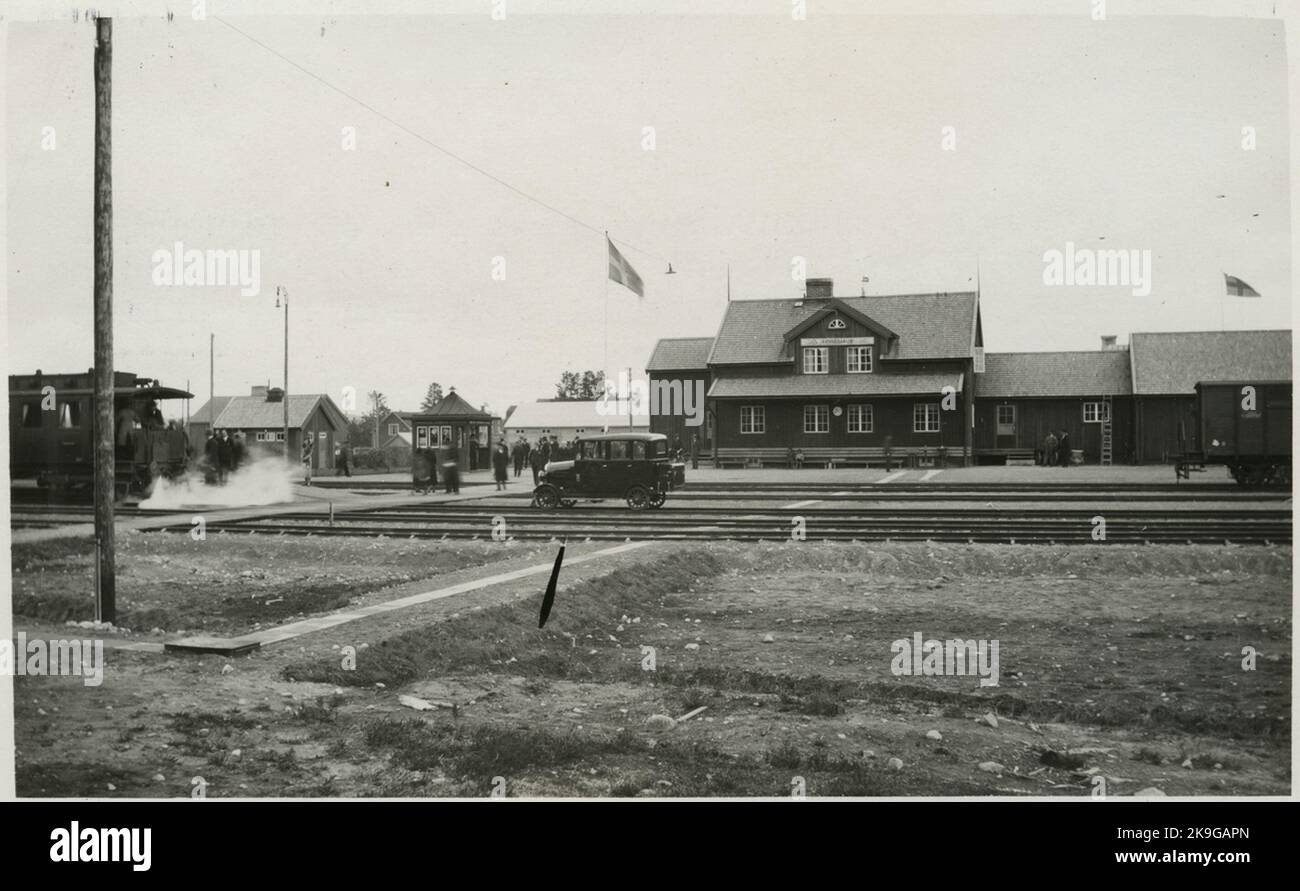 Gare d'Arvidsjaur sur 30 septembre 1933, lorsque le train parti a démissionné à Sorsele, pour cette raison, l'Arvidsjaur de Bandel - Sorsele ouverture pour la circulation publique. Banque D'Images