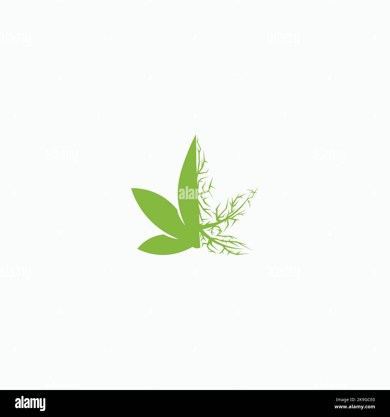 Un motif icône représentant un logo racine et un congé de cannabis Illustration de Vecteur