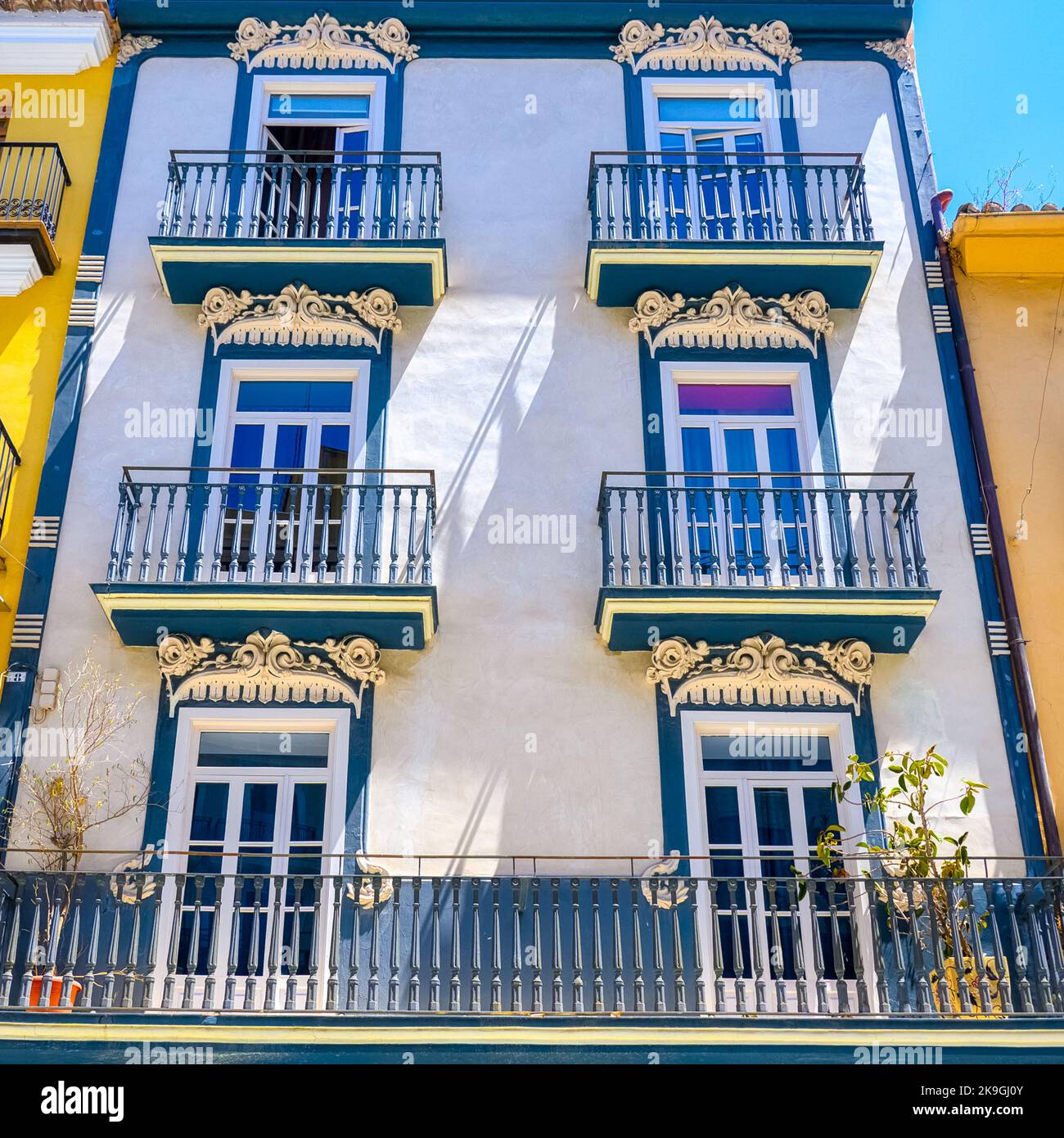 Ancienne façade dans le bâtiment de Valence, Espagne Banque D'Images