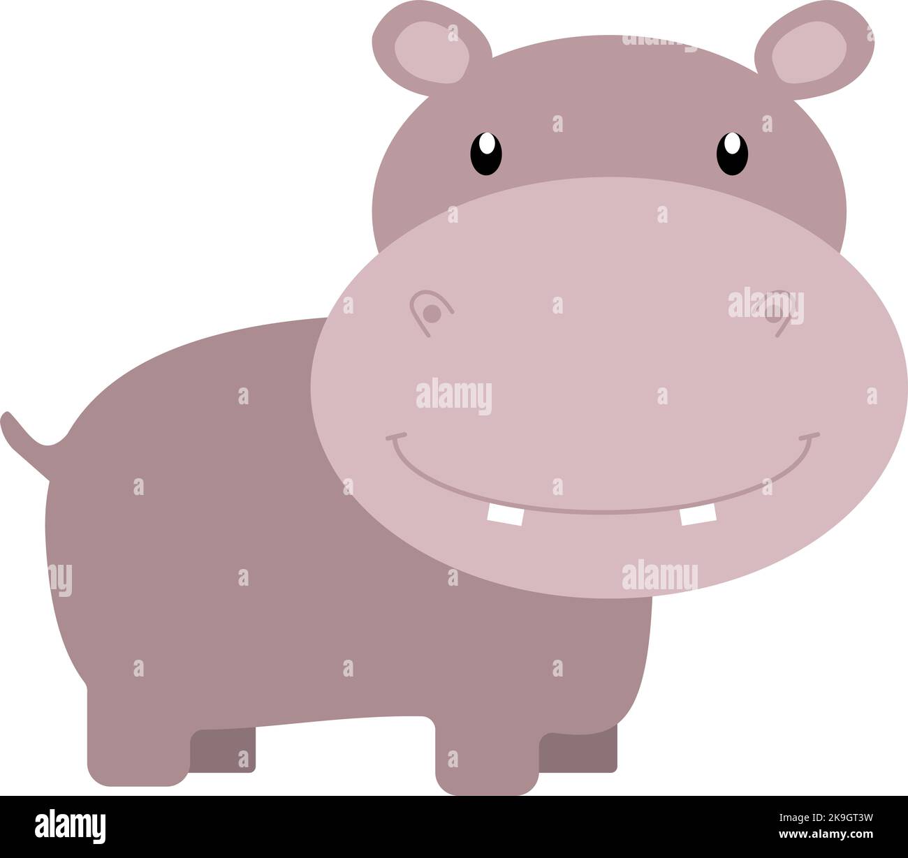 Illustration vectorielle hippopotame Safari personnage de dessin animé pour impression, PNG. Banque D'Images