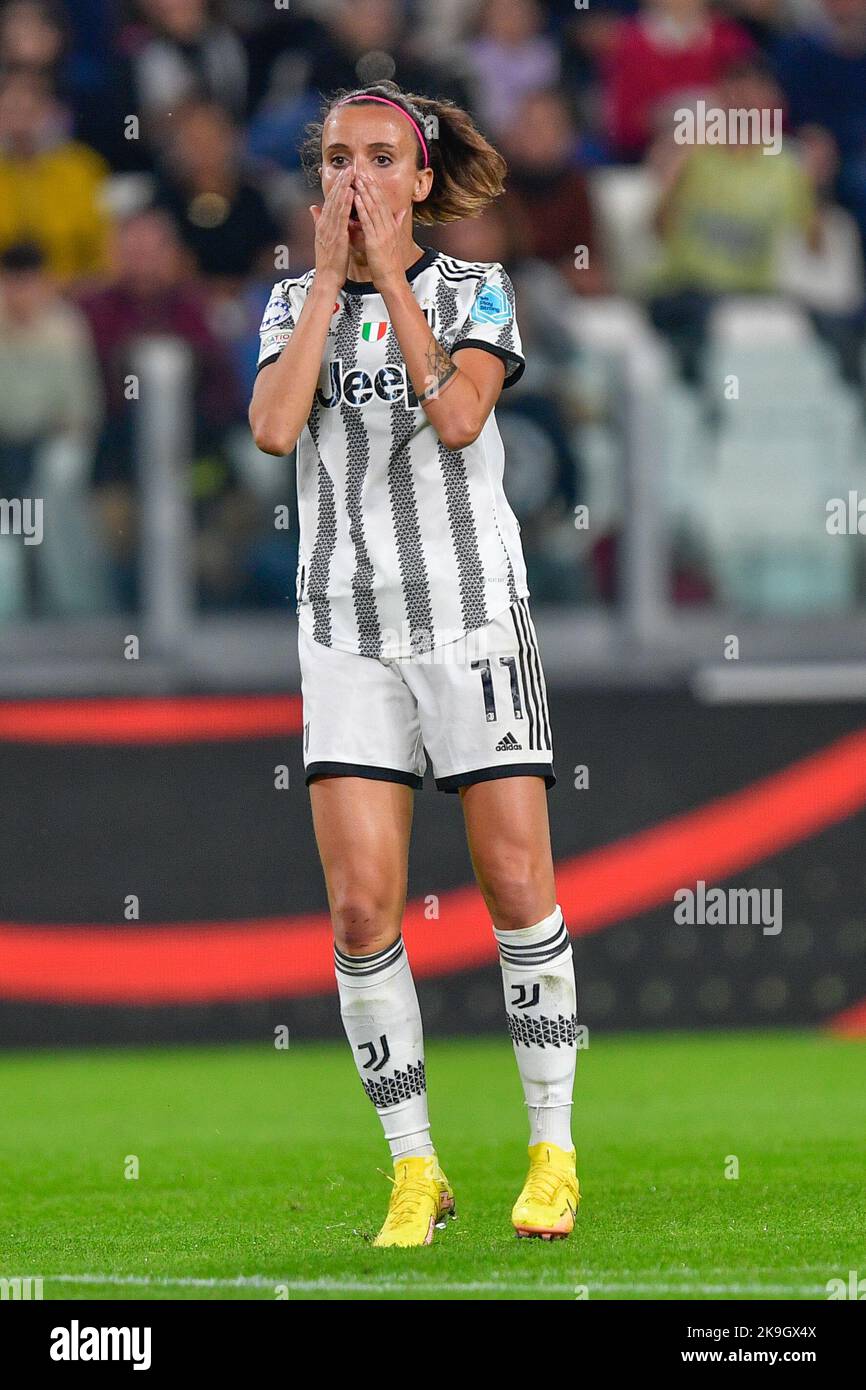 Turin, Italie. 27th octobre 2022. Barbara Bonansea (11) de Juventus, vue lors du match de l'UEFA Women's Champions League entre Juventus et Lyon au stade Allianz de Turin. (Crédit photo : Gonzales photo/Alamy Live News Banque D'Images