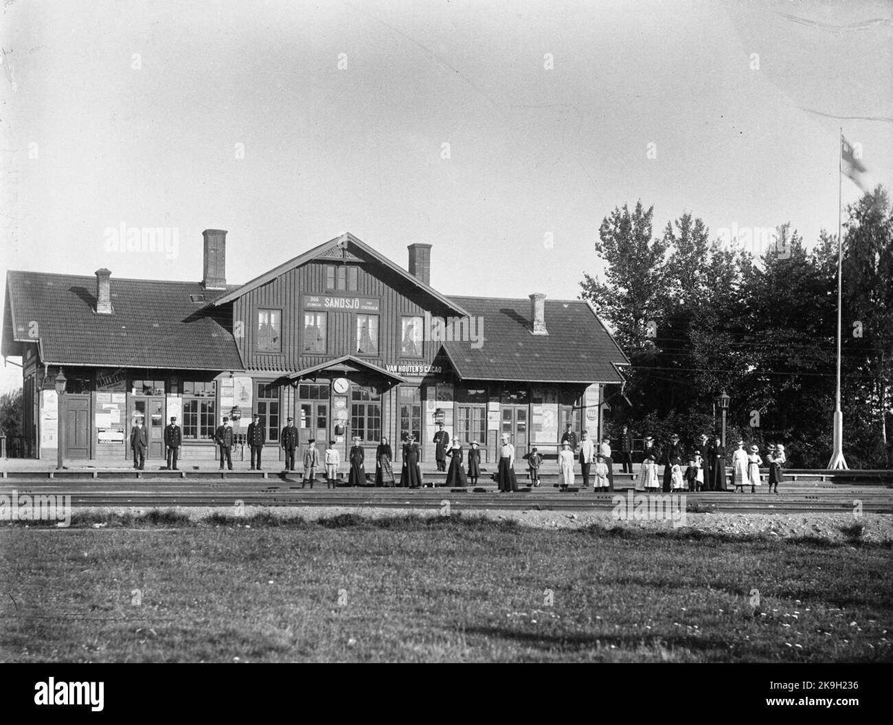 Gare de Sandsjö vers 1905 (aujourd'hui Bodafors). Banque D'Images