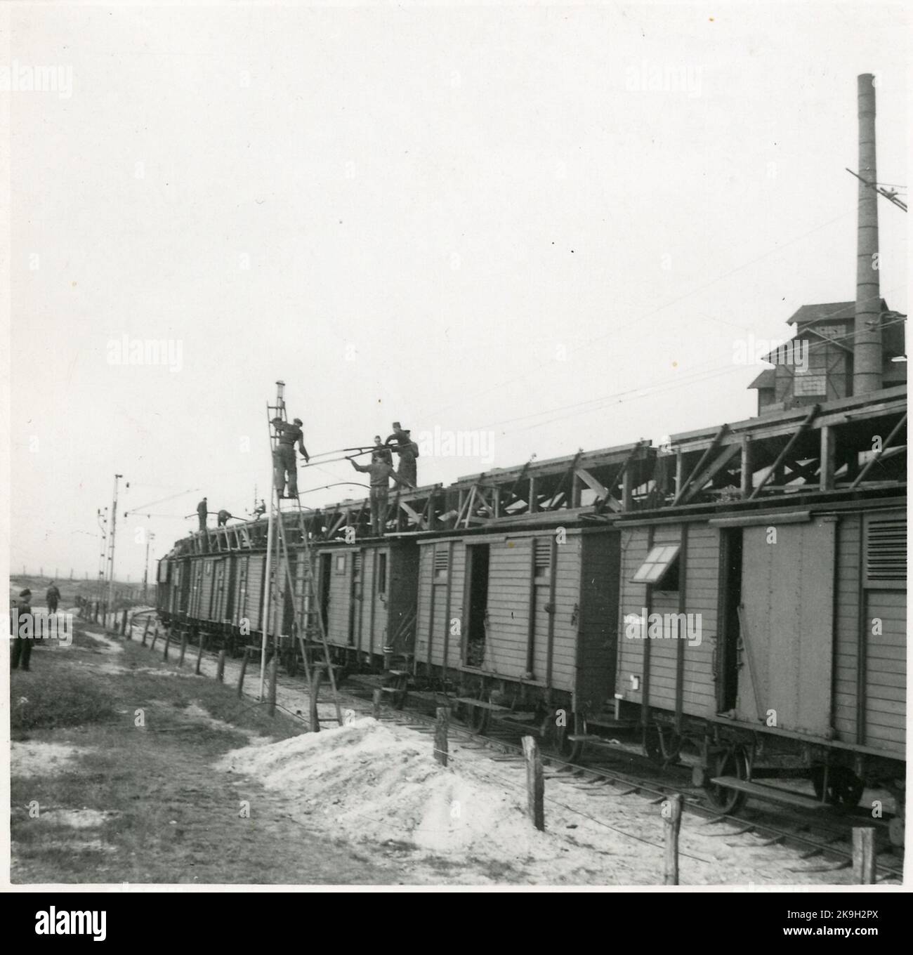 L'électrification de la voie portuaire à Helsingborg. Banque D'Images