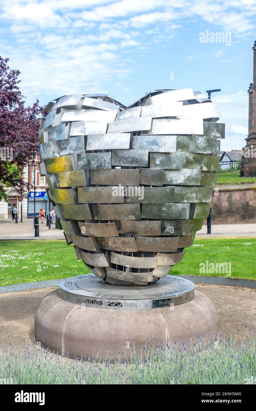 Rotherham Heart of Steel Sculpture, Church Street, Rotherham, South Yorkshire, Angleterre, Royaume-Uni Banque D'Images