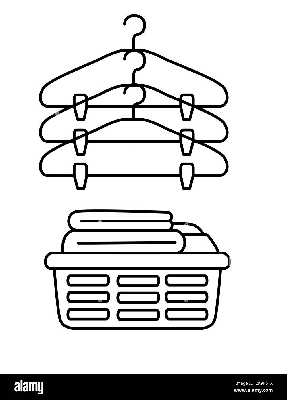 Panier à linge avec porte-manteau illustration vectorielle isolée sur fond blanc Illustration de Vecteur