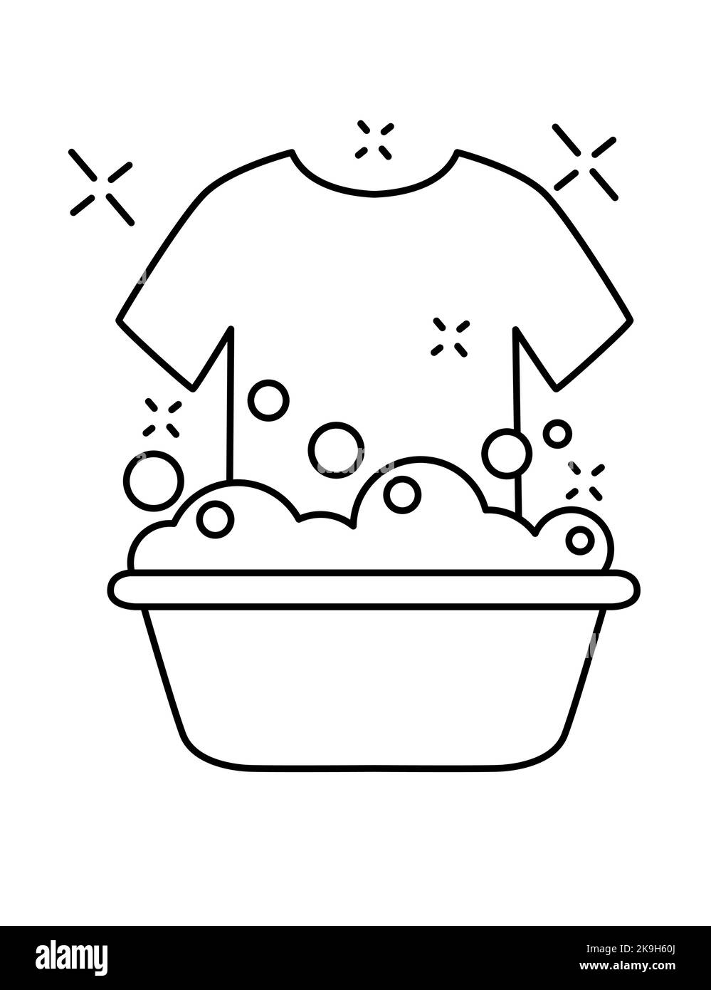 Bac en plastique avec savon suds bol avec eau et détergent à laver illustration vectorielle isolée sur fond blanc Illustration de Vecteur