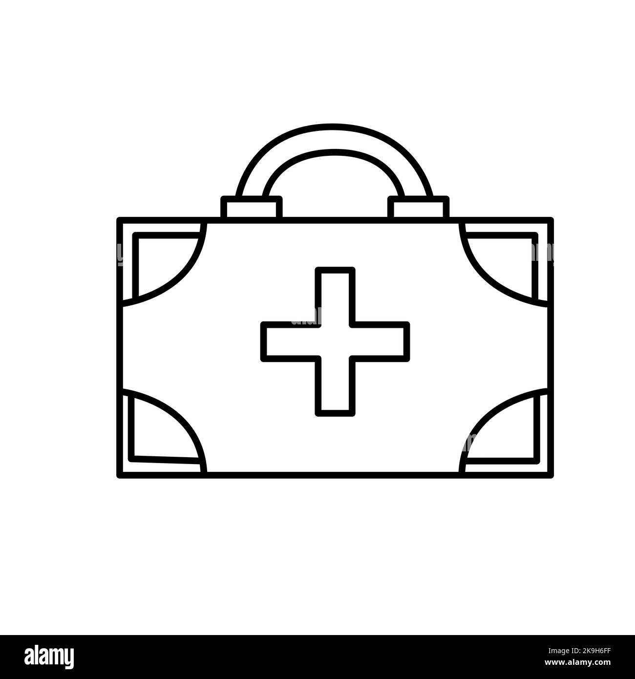 Illustration vectorielle de la trousse de premiers soins de camping de style ligne isolée sur fond blanc Illustration de Vecteur