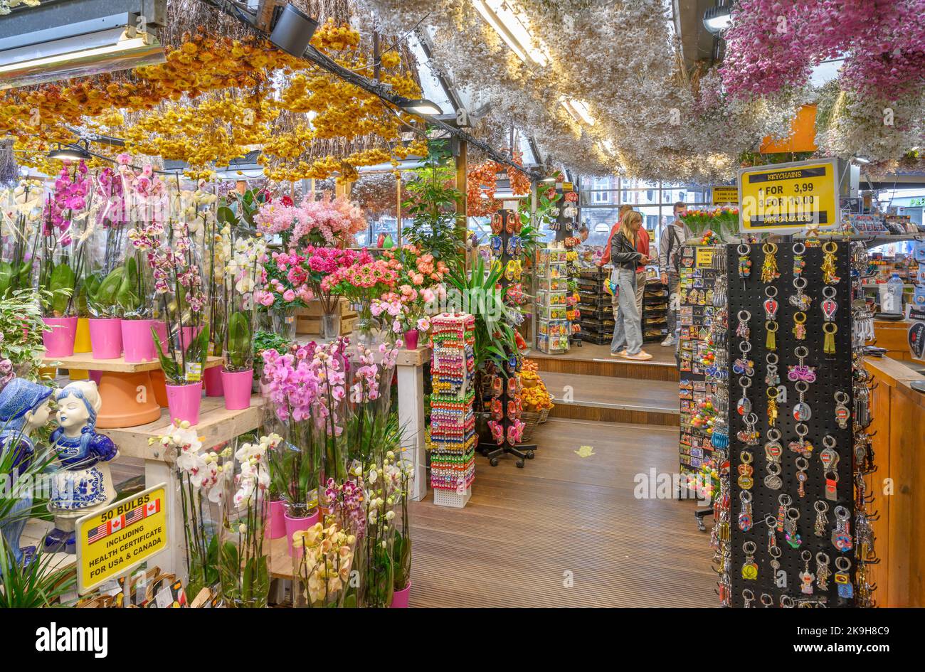 Le marché aux fleurs (Bloemenmarkt), Singel, Amsterdam, pays-Bas Banque D'Images