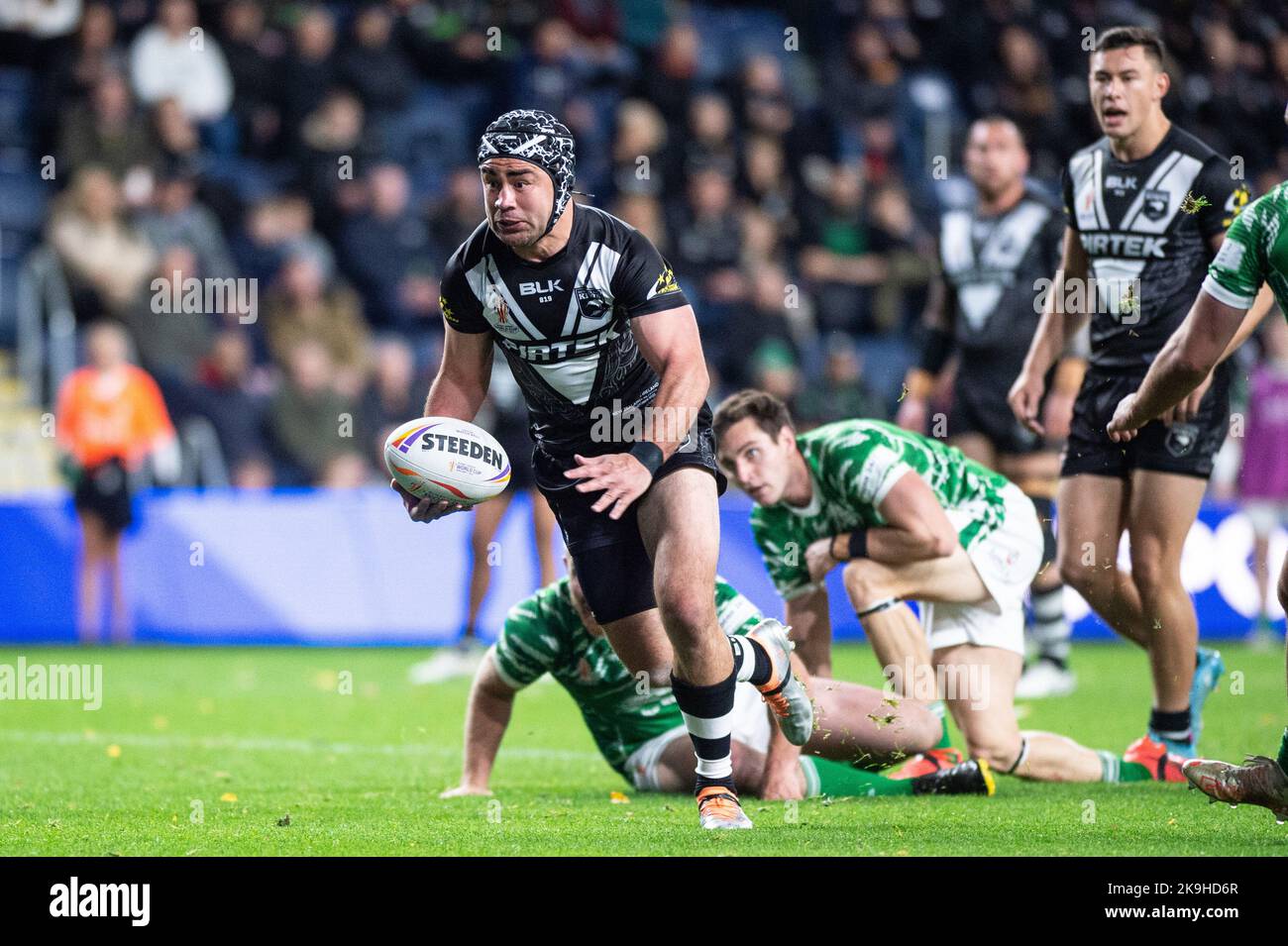 Leeds, Royaume-Uni. 28th octobre 2022 - coupe du monde de rugby coupe Nouvelle-Zélande contre l'Irlande au stade Headingley, Leeds, Royaume-Uni - Jahrome Hughes de Nouvelle-Zélande a Try Credit: Dean Williams/Alamy Live News Banque D'Images