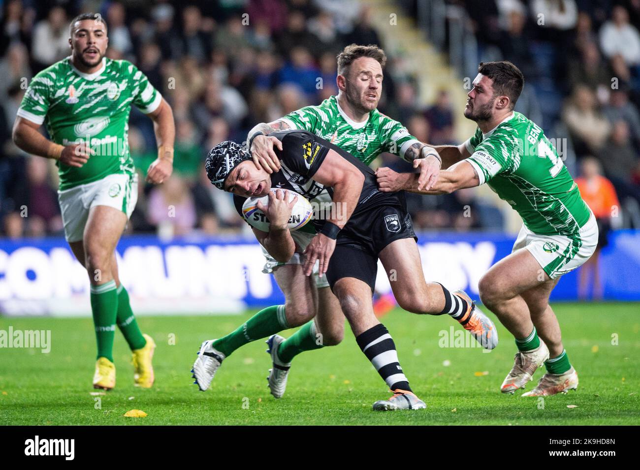 Leeds, Royaume-Uni. 28th octobre 2022 - coupe du monde de rugby coupe Nouvelle-Zélande contre l'Irlande au stade Headingley, Leeds, Royaume-Uni - Jahrome Hughes de Nouvelle-Zélande a Try Credit: Dean Williams/Alamy Live News Banque D'Images