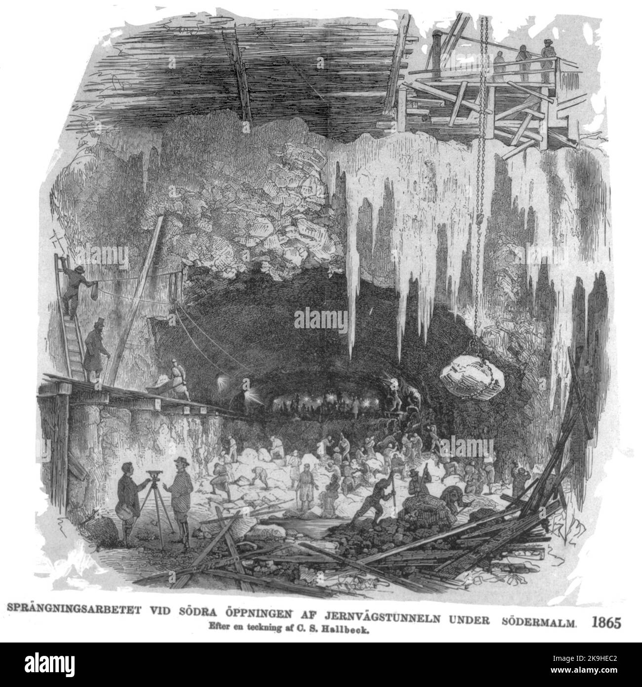 Explosion d'un tunnel à Södermalm, la voie de liaison Banque D'Images