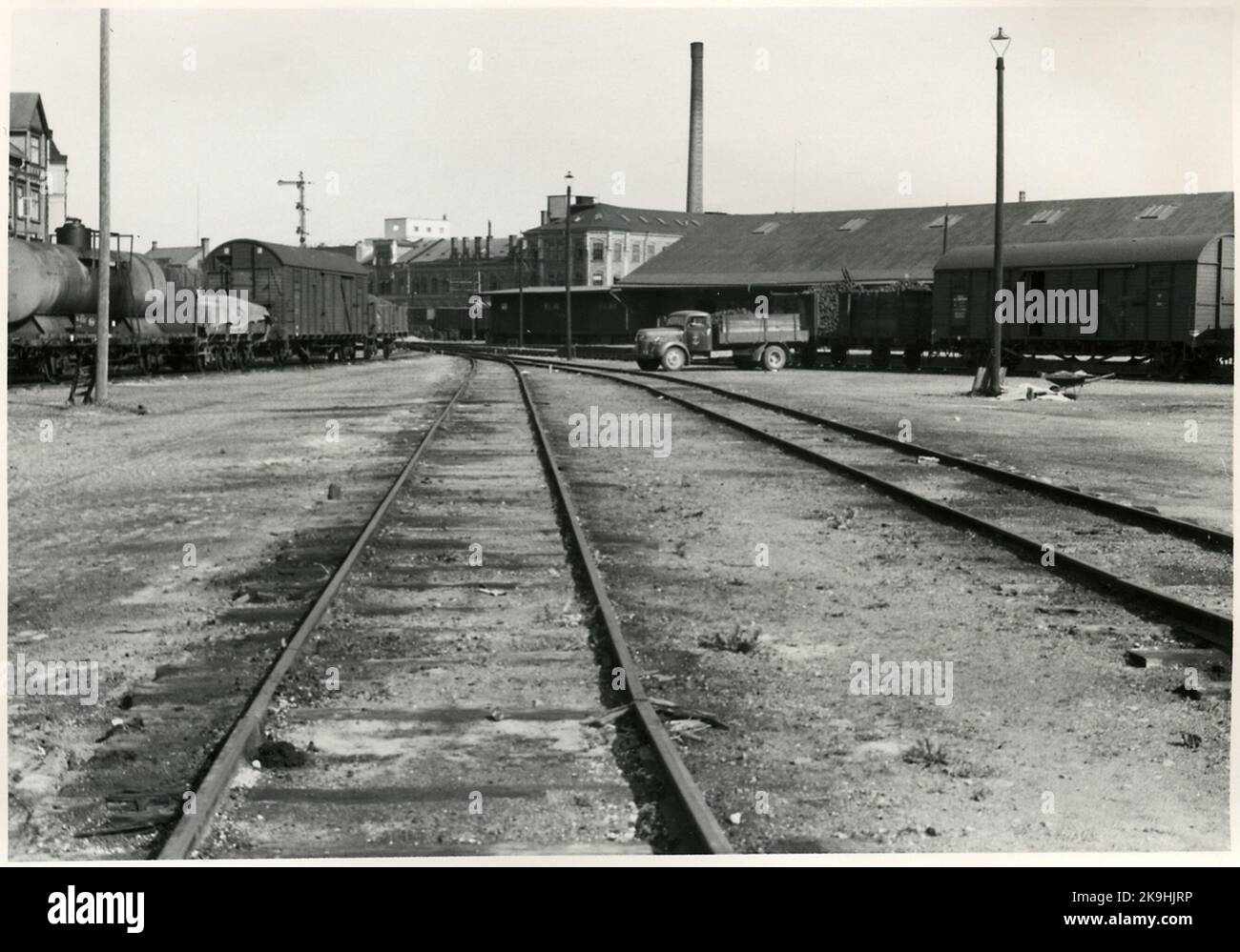 Eskilstuna, station de fret, au nord. La photo est prise avant l'électrification de la compagnie de circulation Grängesberg - les chemins de fer d'Oxelösund. Banque D'Images