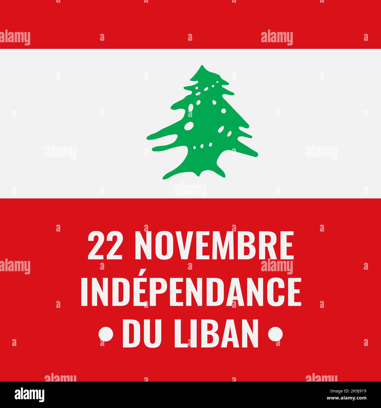 Affiche typographique de la Journée de l'indépendance du Liban en français. Fête libanaise célébrez 22 novembre. Modèle vectoriel pour bannière, prospectus, cartes de vœux, etc Illustration de Vecteur