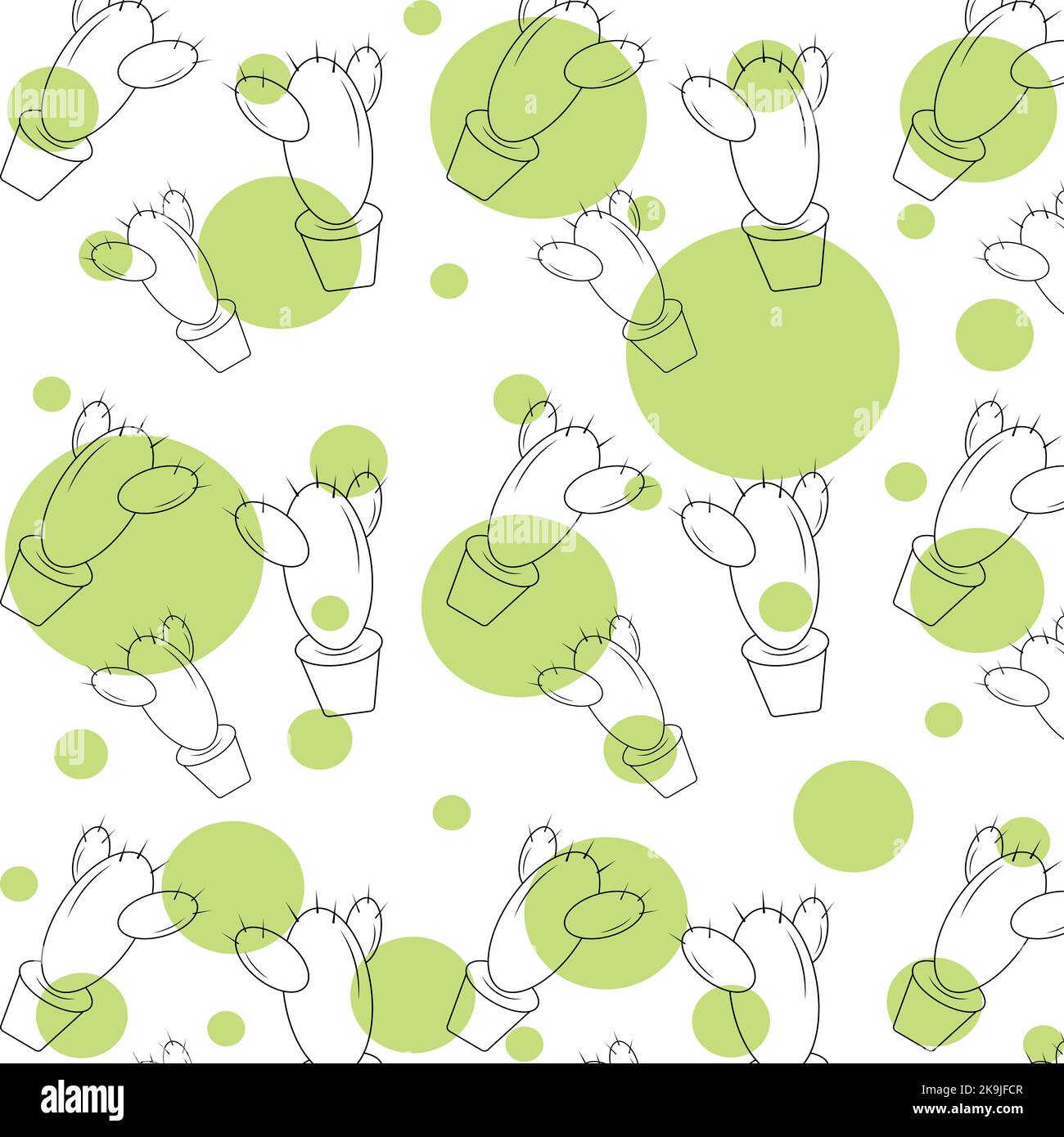 Motif de couleur abstrait de Cactus avec des épines dans un pot de fleurs et différents cercles dans un style de dessin animé. Isoler. Bon pour la publicité, le textile, l'affiche, le modèle, l'étiquette de prix, étiquette, brochure, cartes postales Illustration de Vecteur