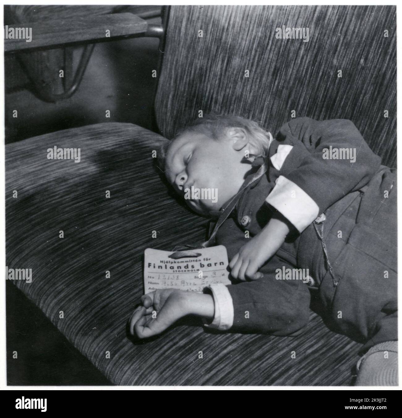 Transport d'enfants de Finlande dans le cadre de l'évacuation des enfants pendant la guerre. Banque D'Images