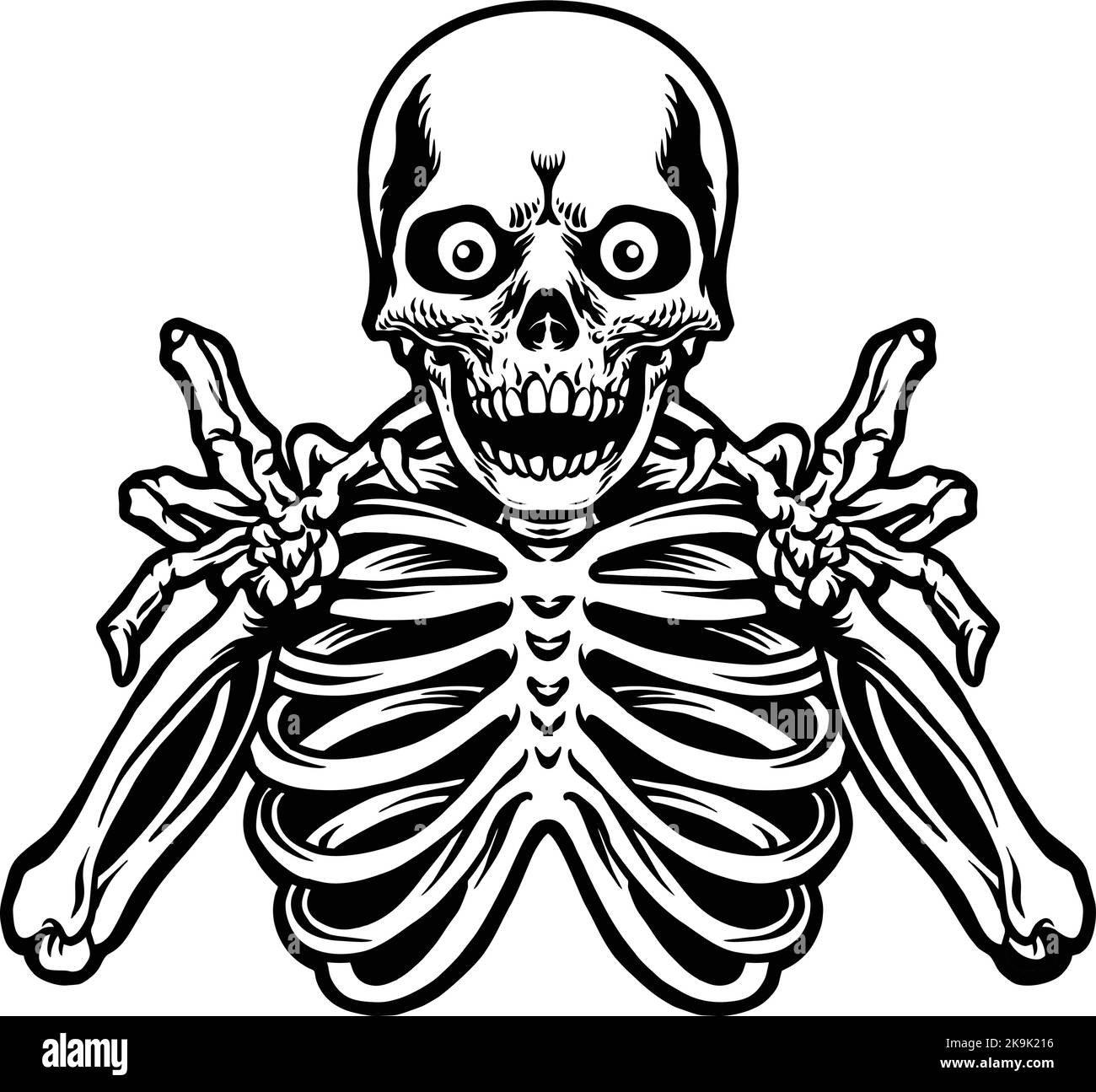 Happy Skeleton silhouette Clipart illustrations vectorielles pour votre travail logo, t-shirt de marchandise, autocollants et dessins d'étiquettes, poster, cartes de vœux adv Illustration de Vecteur