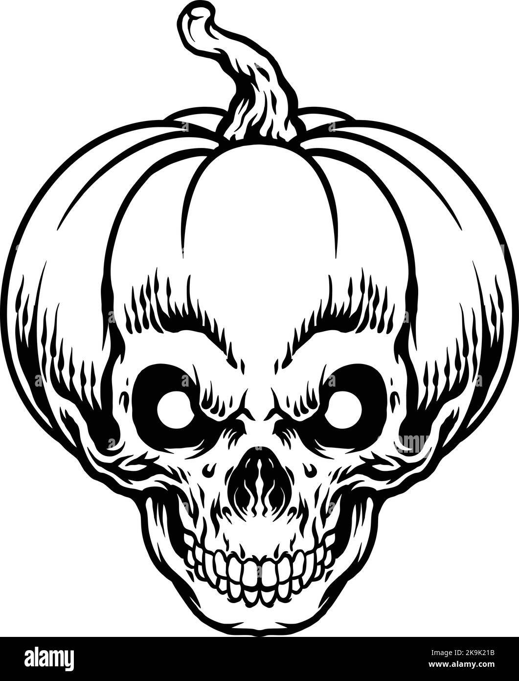 Halloween Pumpkin Skull Monochrome Clipart illustrations vectorielles pour votre logo de travail, t-shirt de marchandise, autocollants et dessins d'étiquettes, affiche Illustration de Vecteur