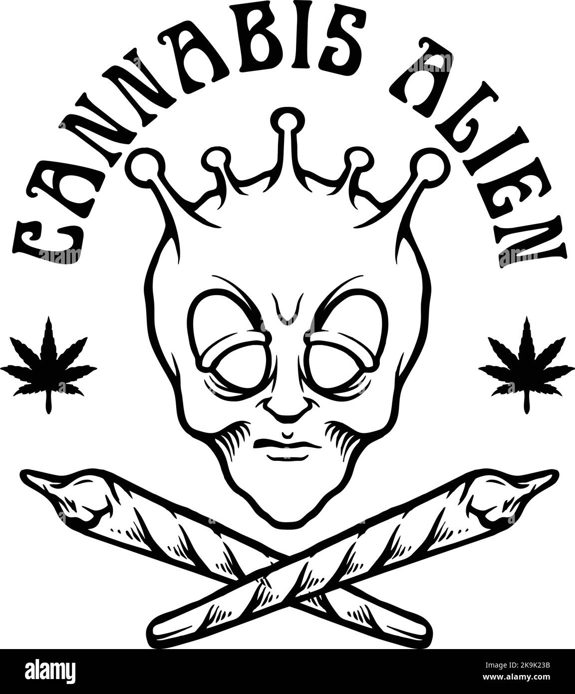 Kush Alien logo Outline illustrations vectorielles pour votre logo de travail, t-shirt de marchandise, autocollants et dessins d'étiquettes, poster, cartes de vœux publicité Illustration de Vecteur