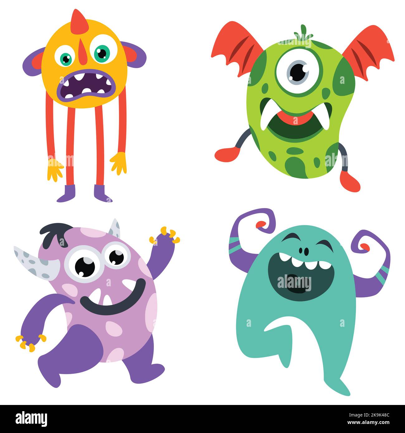 Set of funny cartoon monstres Illustration de Vecteur