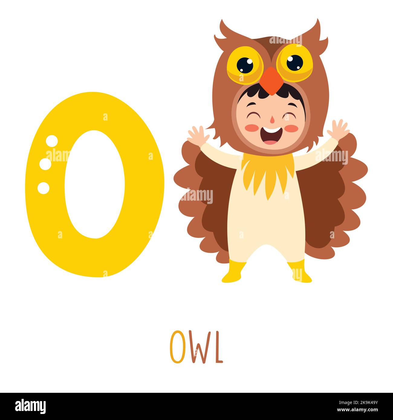 Caractère dans un costume d'animal avec lettre alphabétique Illustration de Vecteur