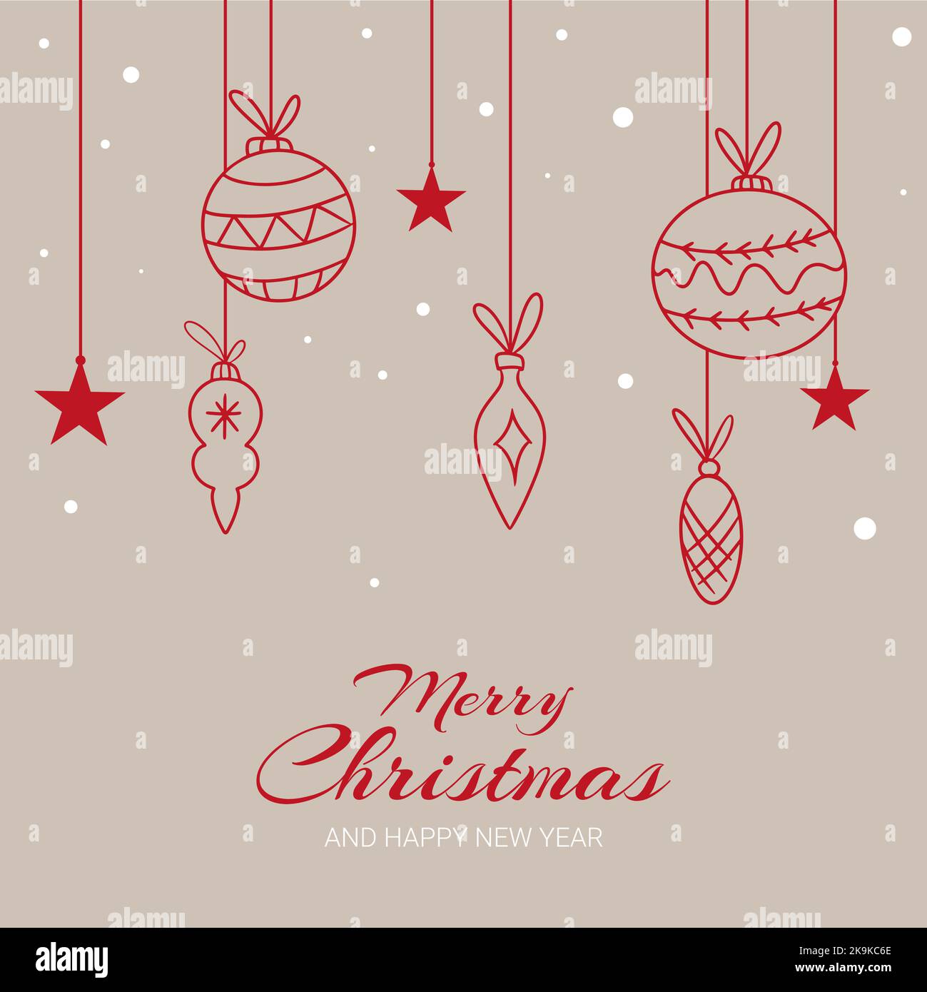 Joyeux Noël et joyeux Noël nouvel an décorations d'arbre boules glaçons cônes Illustration de Vecteur