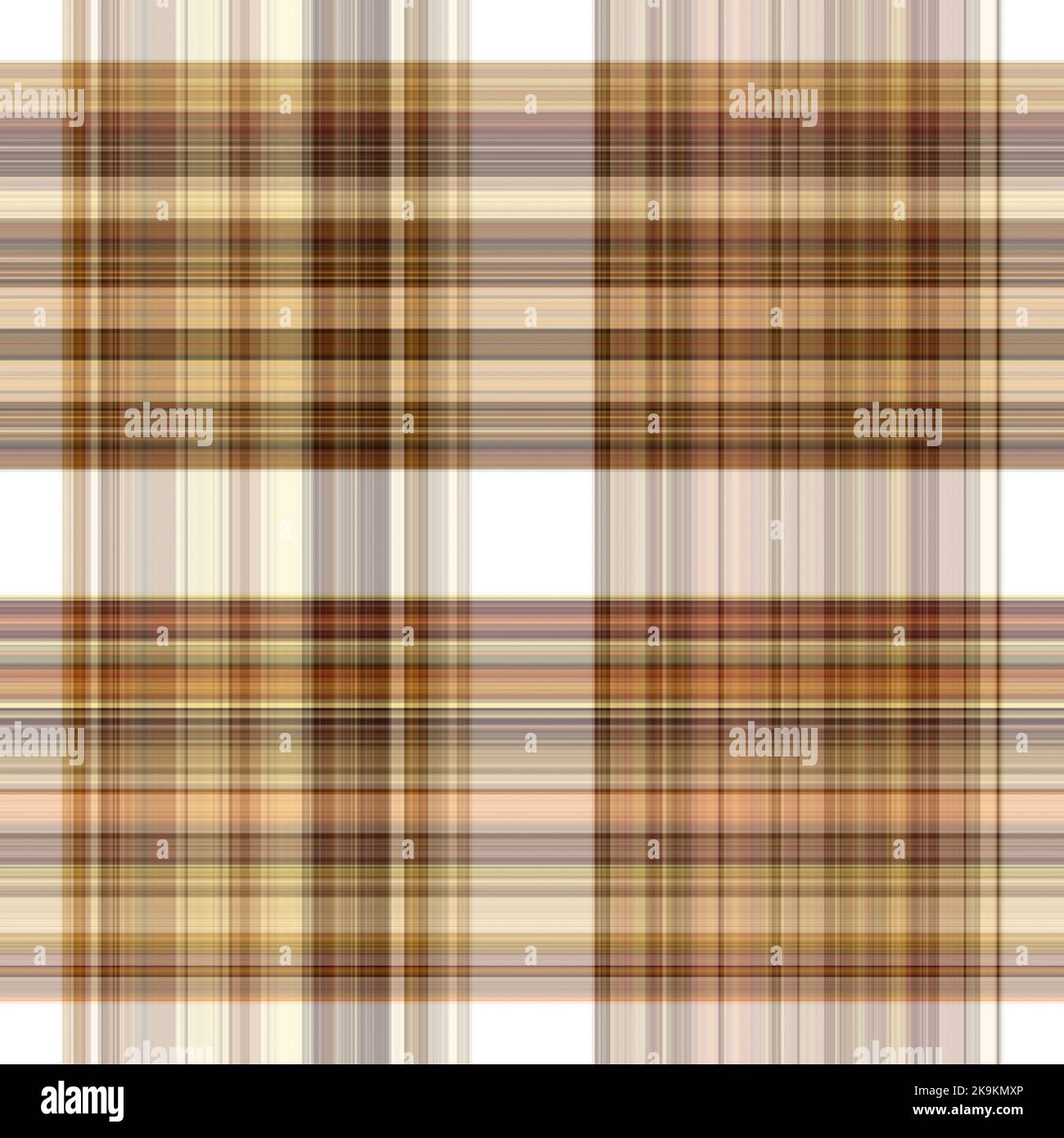 Tissu écossais blanc forêt à motif sans couture. Motif écossais de forêt automnale ton sur ton avec texture organique. Arrière-plan de bande orange pour papier peint rugueux. Banque D'Images