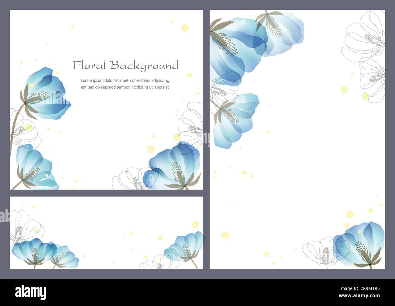 Ensemble de fonds à motif fleuri vectoriel avec espace de texte isolé sur Un fond Uni. Illustration de Vecteur