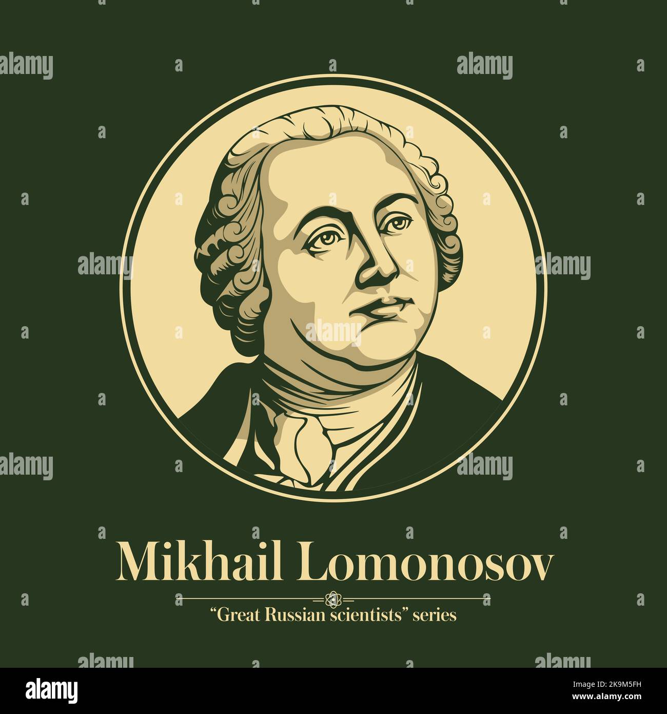 La série des grands scientifiques russes. Mikhail Lomonosov était un polymath, scientifique et écrivain russe, qui a apporté d'importantes contributions à la littérature Illustration de Vecteur