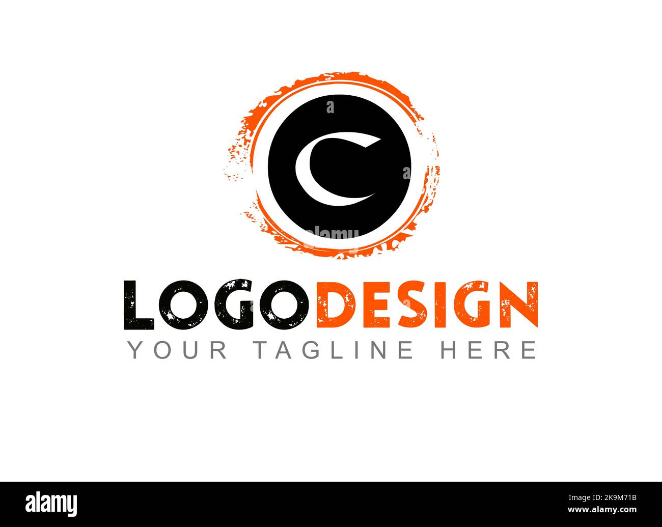 Logo lettre C. Votre texte ici . Modèle de logo sur fond blanc. Banque D'Images