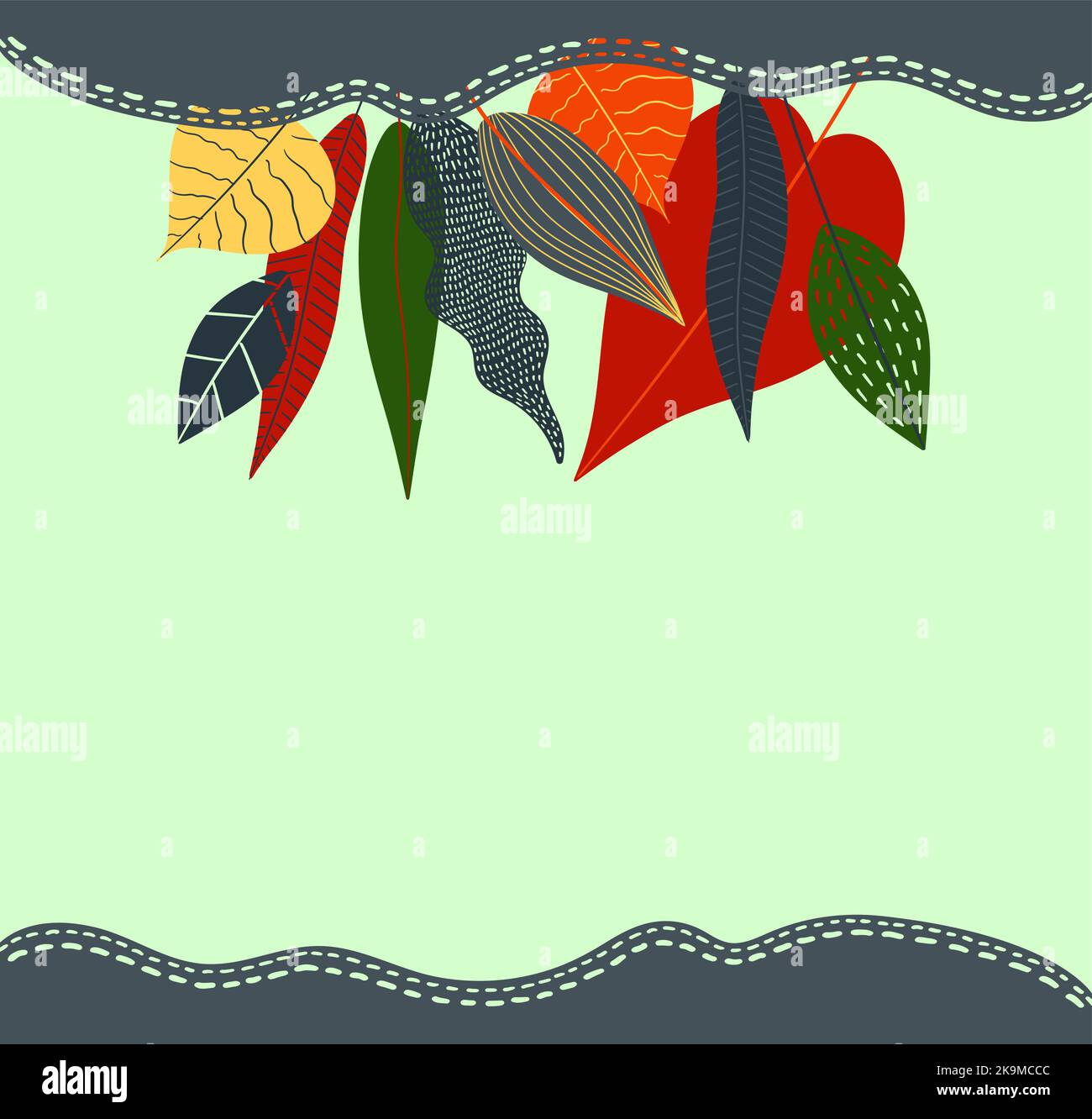 Carte postale, bannière avec feuilles d'automne, espace pour le texte Illustration de Vecteur