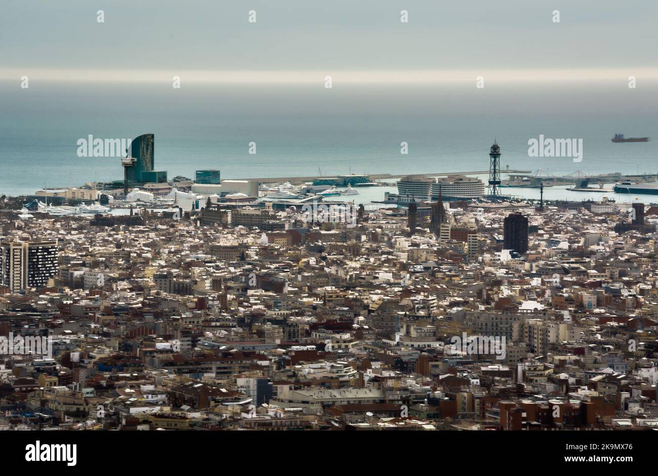 Vue aérienne de Barcelone Espagne depuis l'anti-avion Banque D'Images