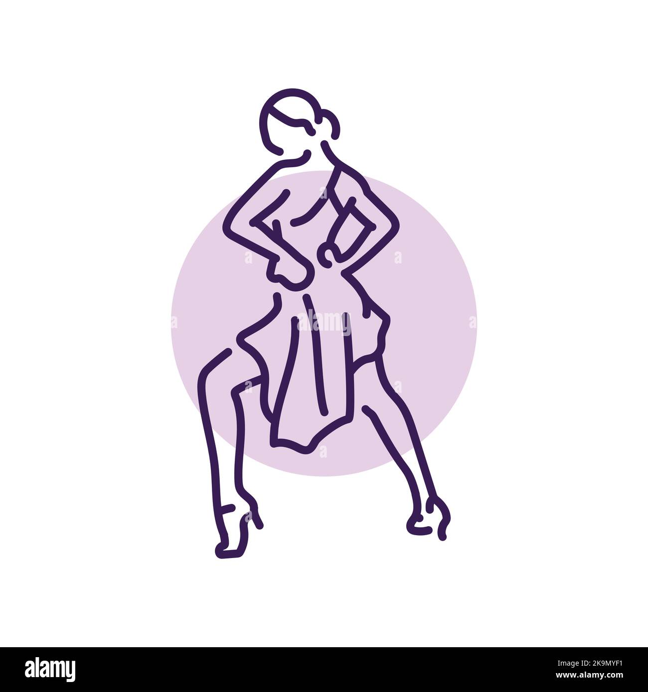Femme dansant salsa ligne de couleur icône. Danse latine. Illustration de Vecteur