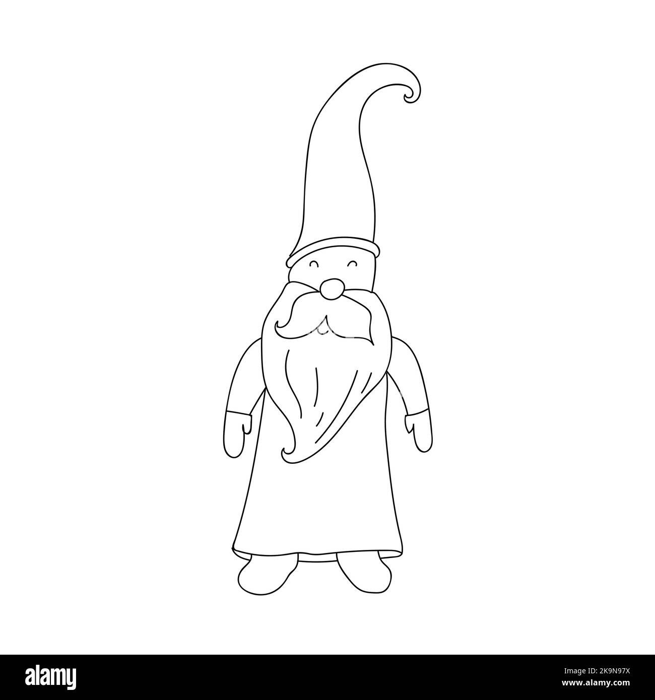 Gnome de Noël. Illustration vectorielle, personnage de dessin animé scandinave. Élément graphique de page de coloration Illustration de Vecteur