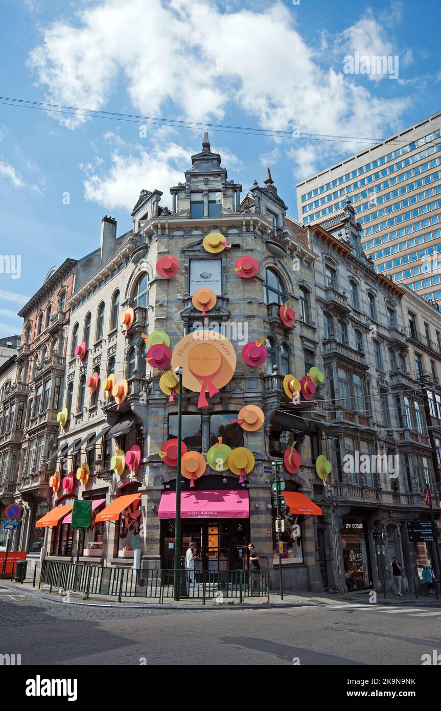 Le célèbre magasin de chocolat Pierre Marcolini sur la place du Grand Sablon, Bruxelles, Belgique Banque D'Images