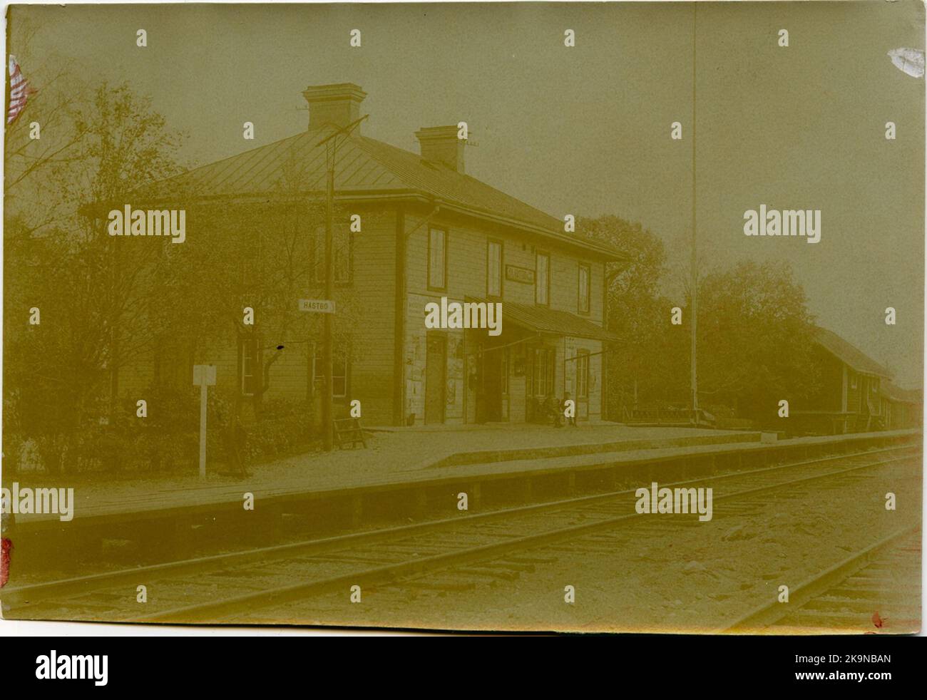 La station a ouvert 6.11.1875. Maison de station de deux étages en bois. La maison de la gare a été rénovée et modernisée en 1947-48. Engrenage mécanique. Banque D'Images