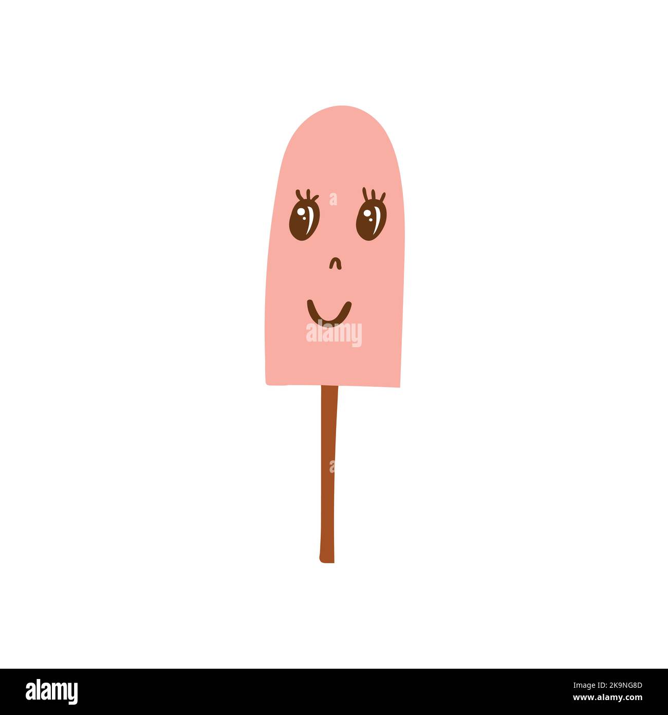 Jolie crème glacée rose de style dessin animé. Illustration vectorielle. Illustration de Vecteur