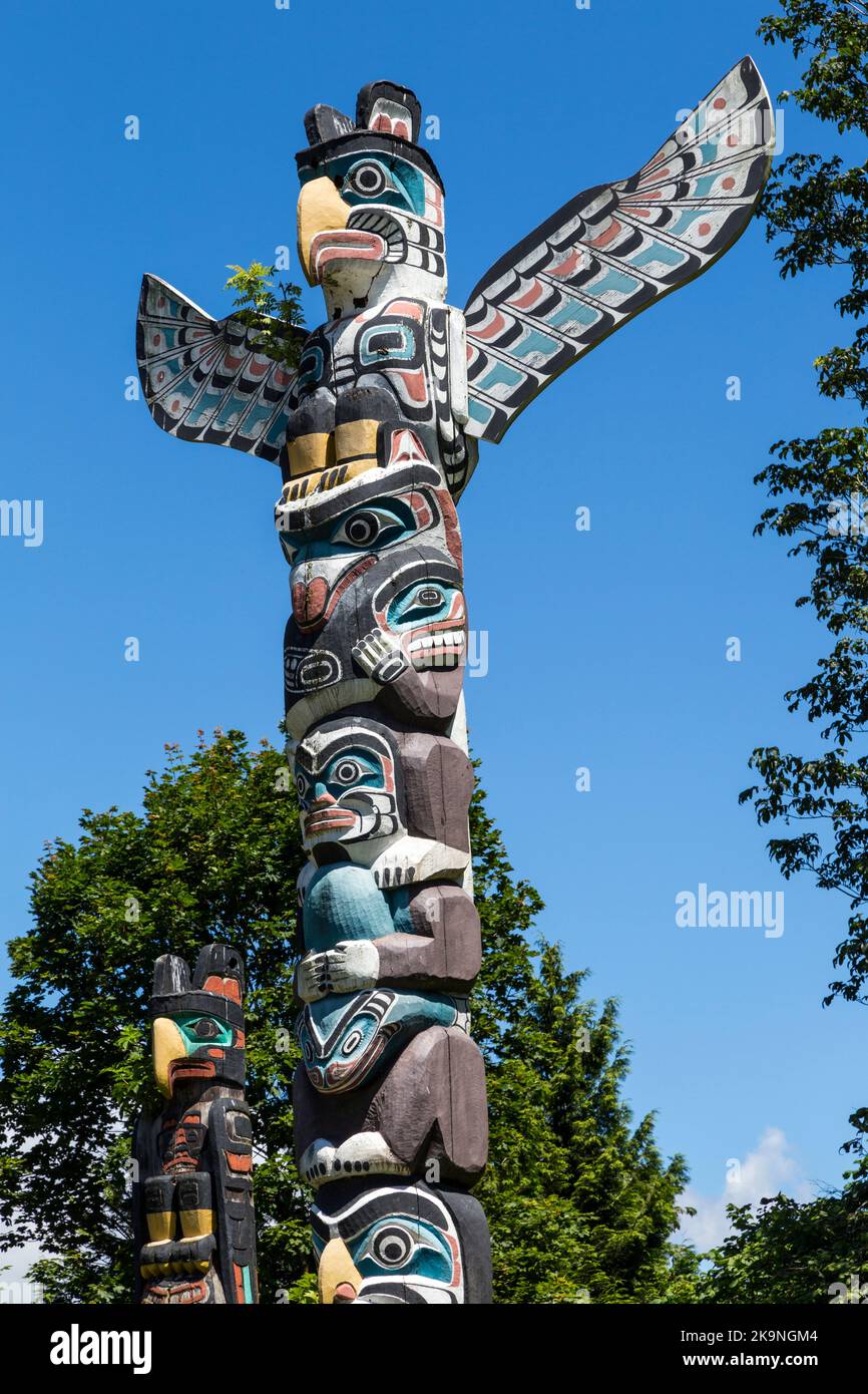 Totem Poles, parc Stanley, Vancouver, Canada Banque D'Images