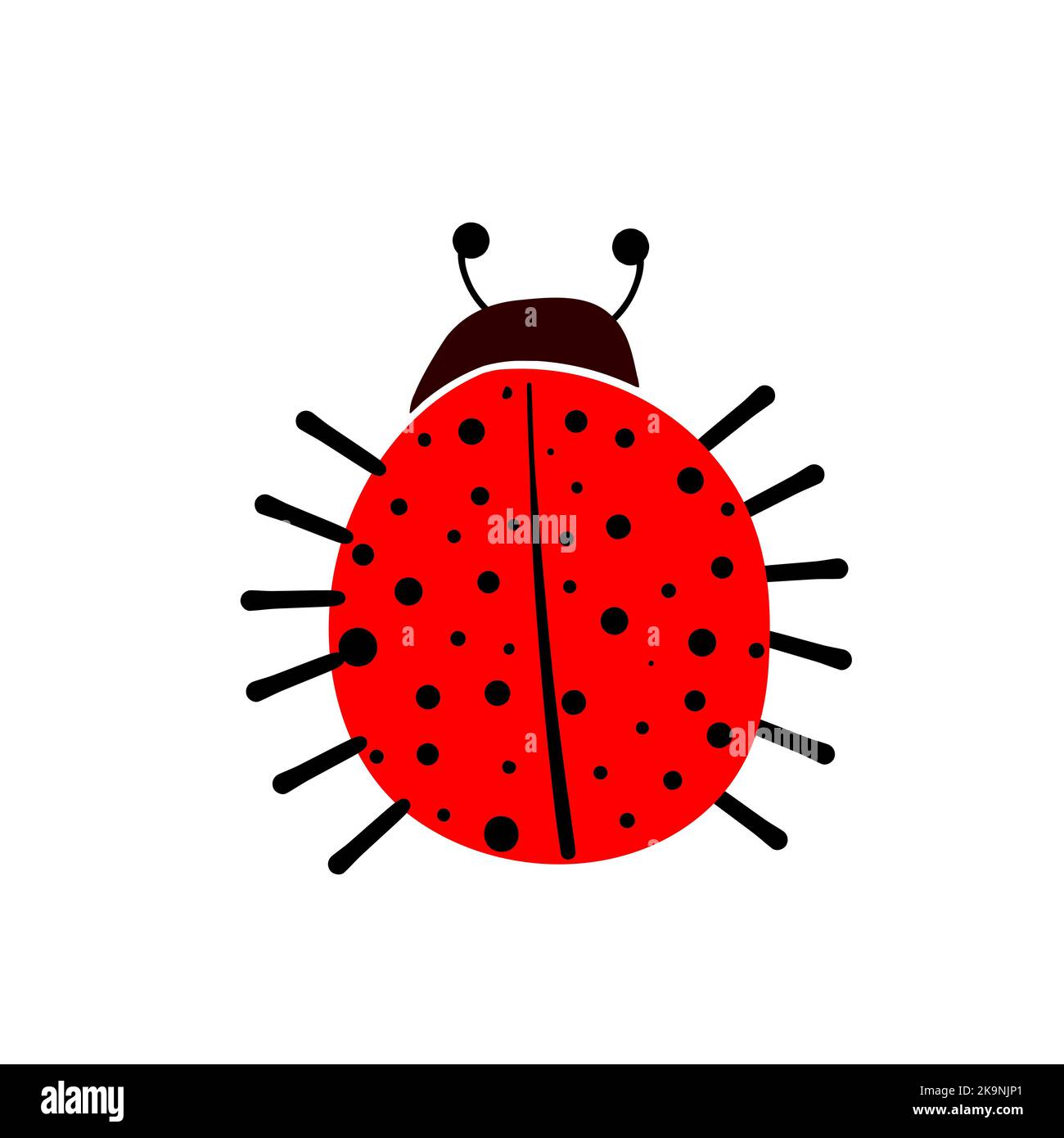 Petite coccinelle rouge style dessin animé. Illustration vectorielle. Illustration de Vecteur