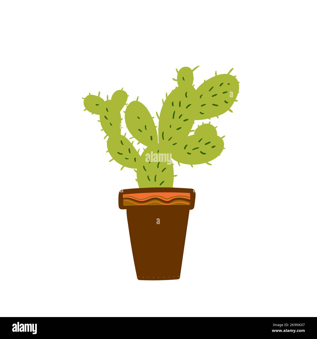 Cactus vert. Plante de maison en pot floral ou en jardinière. Illustration vectorielle. Illustration de Vecteur