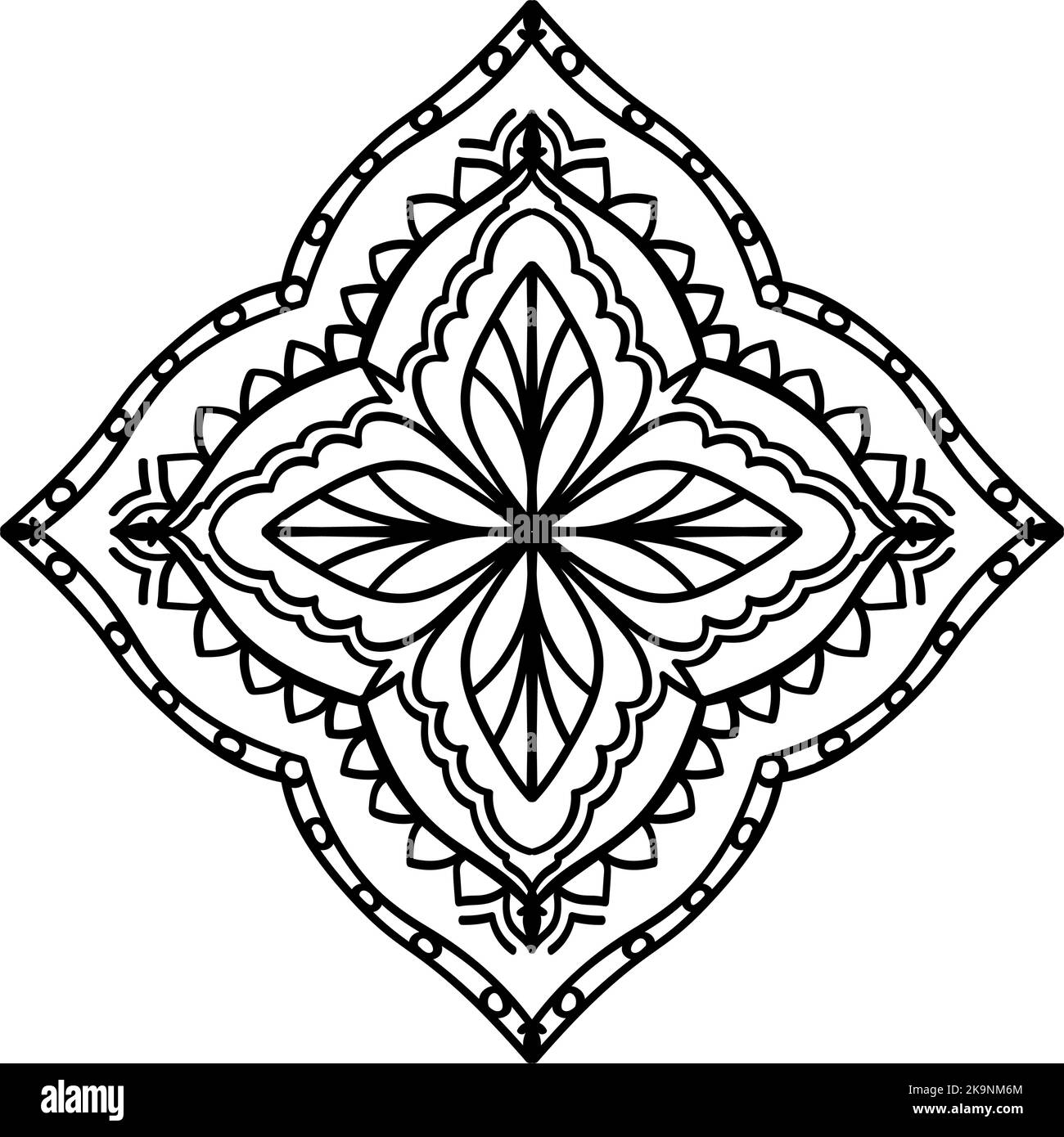 Arrière-plan ornemental avec motif traditionnel. Décoration ethnique. Design pour tapis, tapis de yoga, textile, carte de vœux, bannière. Page de livre de coloriage. Illustration de Vecteur