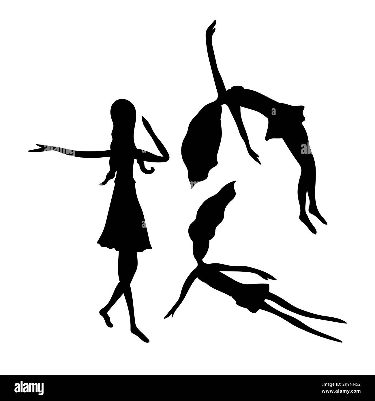 Silhouettes noires de figurines de gymnastique flexibles Illustration de Vecteur