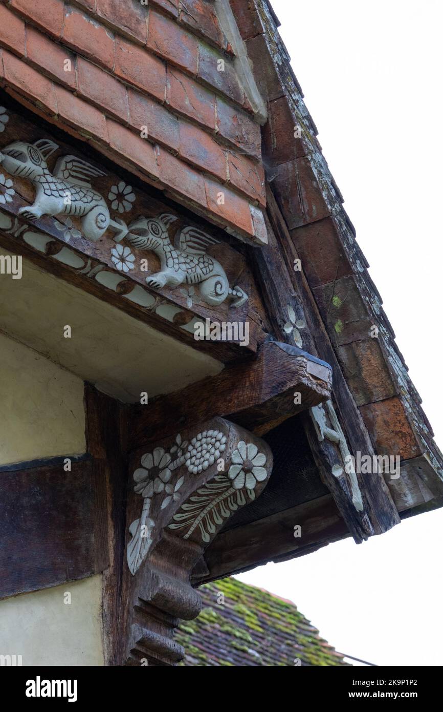 Détail de la maison du dragon, la rue, smarden, kent, royaume-uni Banque D'Images